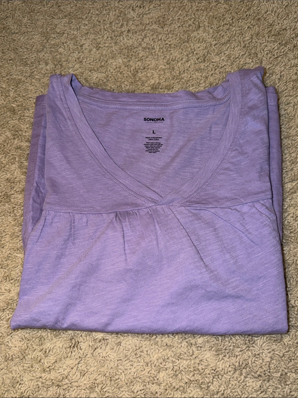 Sonoma Lavender Short Sleeve Tiered V-Neck Tunic